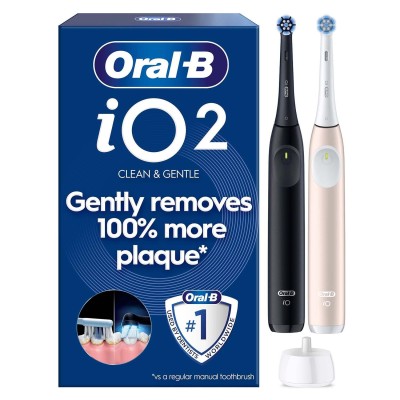 Oral B - Eltandborste iO2 Night Black/Calm Pink Duo,1 Travel Ca - A16295