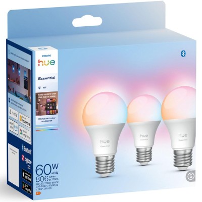Philips Hue - Essential White and color ambiance E27 60W 806lm 3-pack - A15460