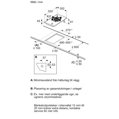 Siemens - ER3A6AI10 - iQ700, Dominohäll, gas, 30 cm, Glaskeramik, Svart