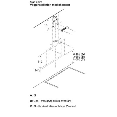 Siemens - LC65KDK60 - iQ100, Vägghängd köksfläkt, 60 cm, Klarglas med svart tryck, Svart