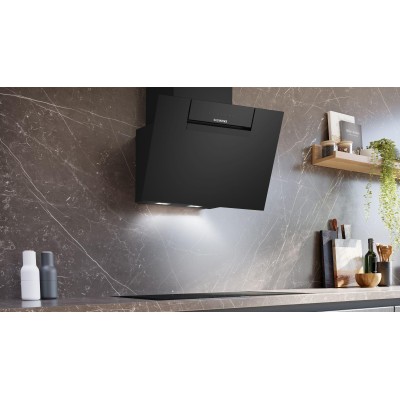 Siemens - LC67KFN60 - iQ300, Vägghängd köksfläkt, 60 cm, Klarglas med svart tryck, Svart