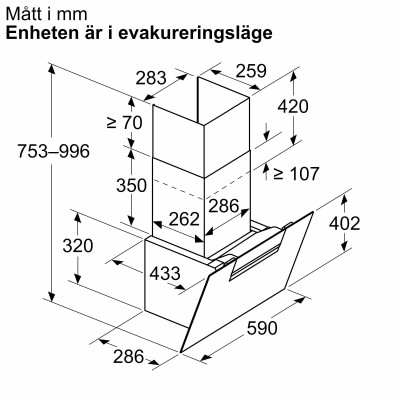 Siemens - LC67KFN60 - iQ300, Vägghängd köksfläkt, 60 cm, Klarglas med svart tryck, Svart