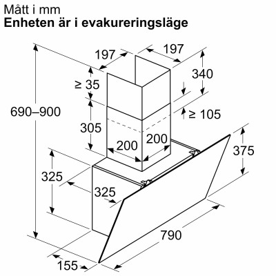 Siemens - LC85KDK60 - iQ100, Vägghängd köksfläkt, 80 cm, Klarglas med svart tryck, Svart