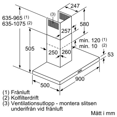 Siemens - LC96BFM50 - iQ300, Vägghängd köksfläkt, 90 cm, Rostfritt stål
