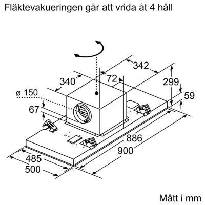 Siemens - LR97CAQ50 - iQ500, Takfläkt, 90 cm, Rostfritt stål