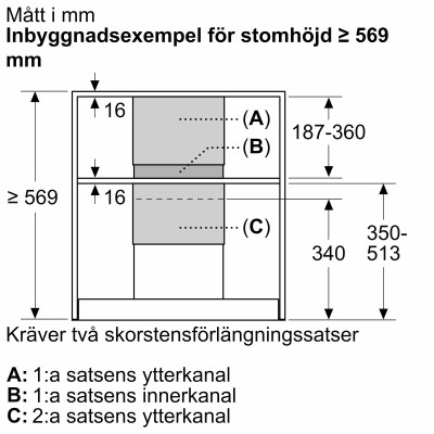 Siemens - LZ11IBN61 - Skorstensförlängning, 187-360 mm, Svart