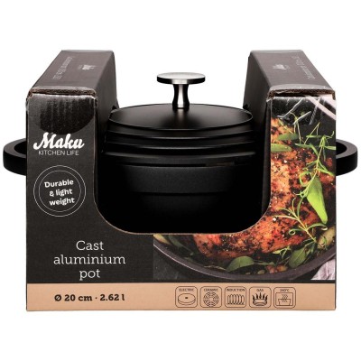 Maku - Kastrull med lock 2,6 L Gjuten Aluminium - A15354
