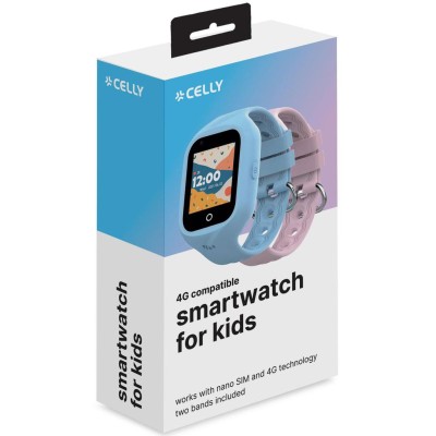 Celly - Kidswatch 4G Smartwatch för barn Blå + Rosa rem - A11168