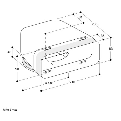 Siemens - LZ31WWX11 - Adapterdel till fläktkanal, ⌀ 150 mm, 90 °, Övergång rund till platt
