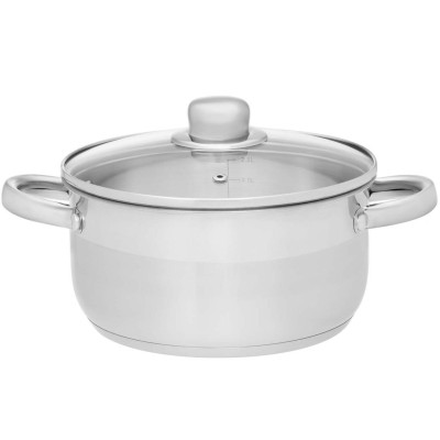 Maku - Kastrull Basic i stål med glaslock 3 L - A15385