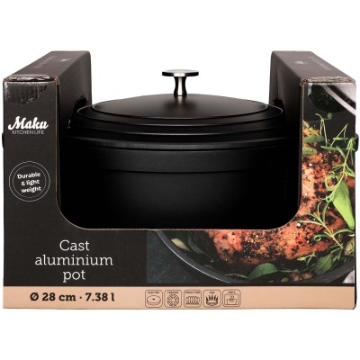 Maku - Kastrull med lock 7,4 L Gjuten Aluminium - A15355