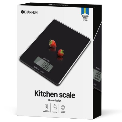 Champion - Köksvåg Glas 5kg KV110 Svart - CHKV110