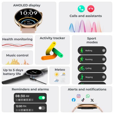 KSIX - Smartklocka Core 2 AMOLED - Rosa - A14604