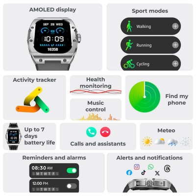 KSIX - Smartklocka Hero AMOLED - Svart - A14605