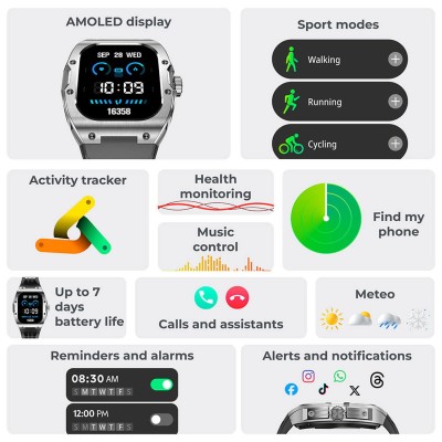 KSIX - Smartklocka Hero AMOLED - Svart - A14605