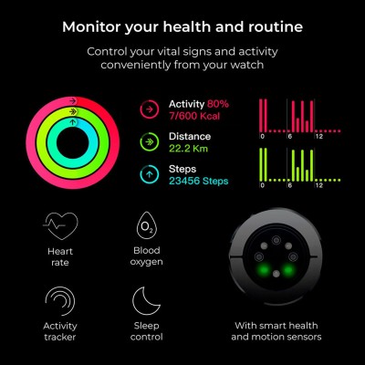 KSIX - Smartklocka Titanium - Svart - A14610