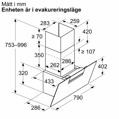 Siemens - LC87KFN60 - iQ300, Vägghängd köksfläkt, 80 cm, Klarglas med svart tryck, Svart
