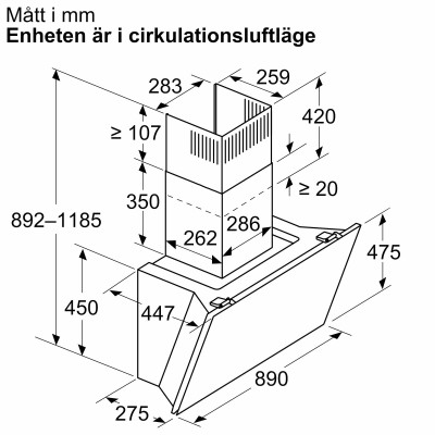 Siemens - LC91KLT60 - iQ700, Vägghängd köksfläkt, 90 cm, Klarglas med svart tryck, Svart