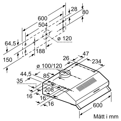 Siemens - LU63LCC20 - iQ300, Underbyggd fläkt, 60 cm, Vit