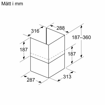 Siemens - LZ11IBN62 - Skorstensförlängning, 187-360 mm, Mattsvart
