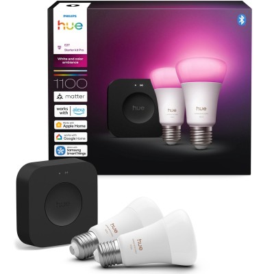 Philips Hue - Startkit White and Color Ambiance 2xE27 1100lm + Hue Bridge Pro - A15456