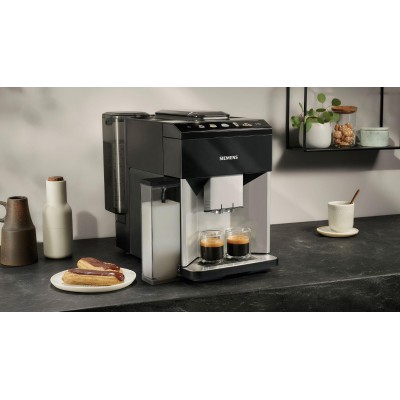 Siemens - TQ513R01 - Helautomatisk kaffemaskin, EQ500 integral, Dagsljus silver, Pianosvart