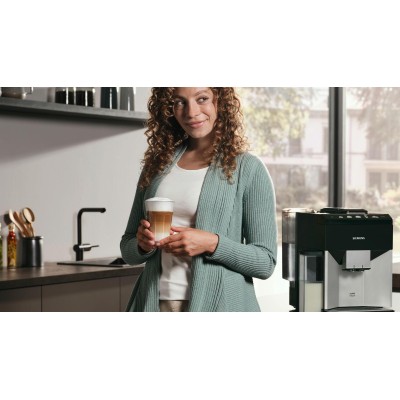 Siemens - TQ513R01 - Helautomatisk kaffemaskin, EQ500 integral, Dagsljus silver, Pianosvart