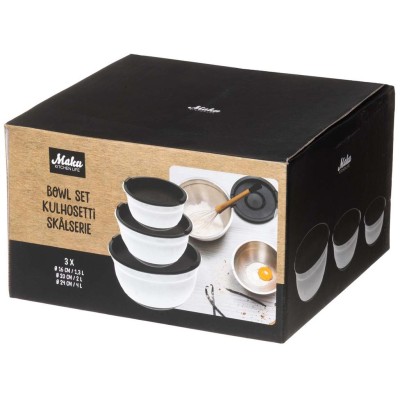 Maku - Skål med lock, stål 3 st - A15307