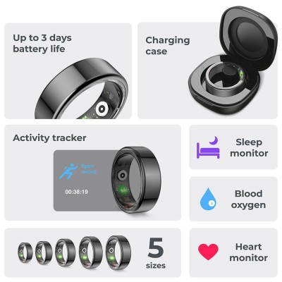 KSIX - Smart Ring Saturn Svart - XS - A14613