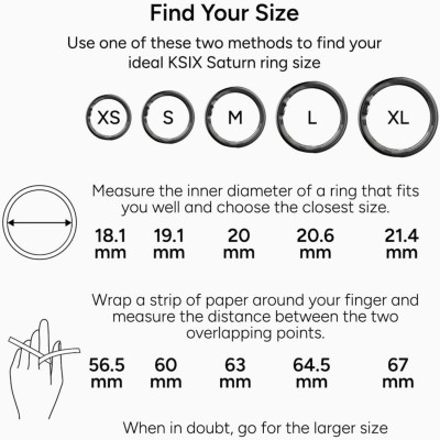 KSIX - Smart Ring Saturn Svart - XXS - A16081