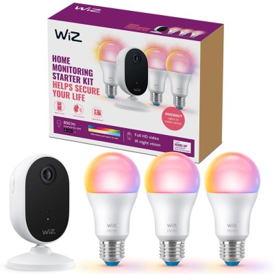 WiZ - Startkit Övervakning och belysning Kamera + 3x Smart LED E27 Färg - A10774