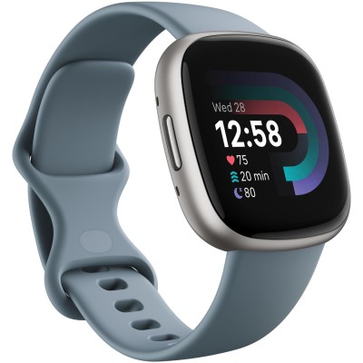 Fitbit - Versa 4, Waterfall Blue/Platinum - FB523SRAG