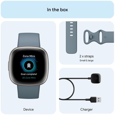 Fitbit - Versa 4, Waterfall Blue/Platinum - FB523SRAG