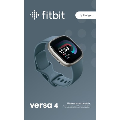 Fitbit - Versa 4, Waterfall Blue/Platinum - FB523SRAG