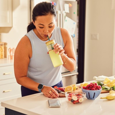 Fitbit - Versa 4, Waterfall Blue/Platinum - FB523SRAG