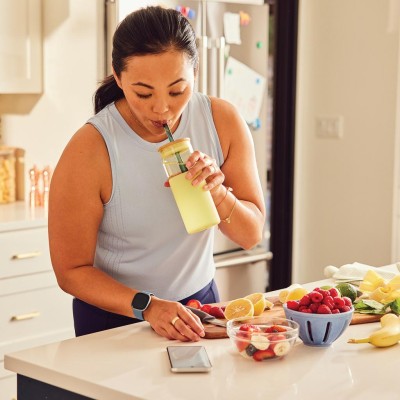 Fitbit - Versa 4, Waterfall Blue/Platinum - FB523SRAG