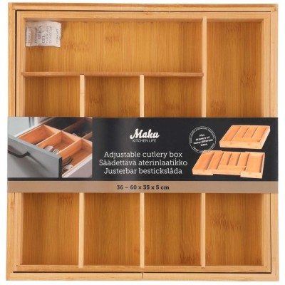 Bestickslåda bambu, Justerbar