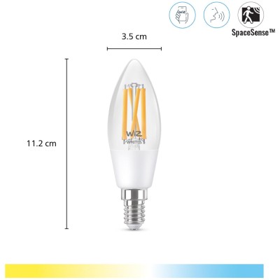 WiZ - WiFi Smart LED E14 Kron 40W 470lm Filament Varm-kallvit - A12506