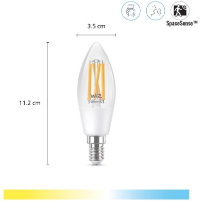 WiZ - WiFi Smart LED E14 Kron 40W 470lm Filament Varm-kallvit - A12506