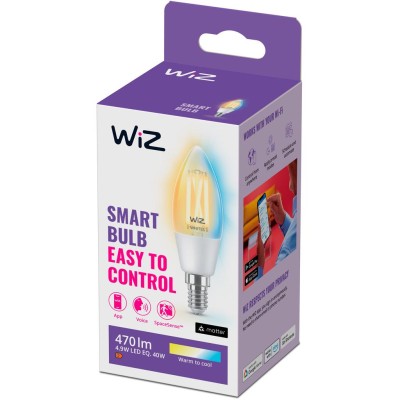 WiZ - WiFi Smart LED E14 Kron 40W 470lm Filament Varm-kallvit - A12506