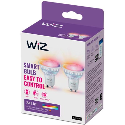 WiZ - WiFi Smart LED GU10 50W 345lm Färg + Varm-kallvit 2-pack - A13073