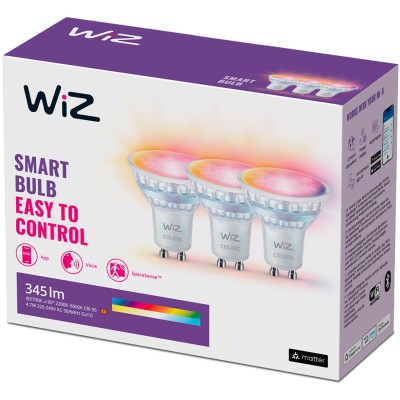 WiZ - WiFi Smart LED GU10 50W 345lm Färg + Varm-kallvit 3-pack - A13074