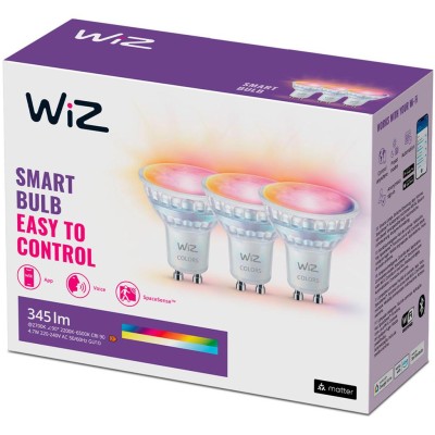 WiZ - WiFi Smart LED GU10 50W 345lm Färg + Varm-kallvit 3-pack - A13074