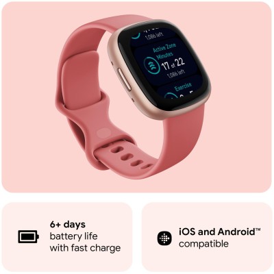 Fitbit - Versa 4, Pink Sand/Copper Rose - FB523RGRW
