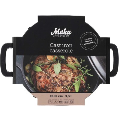 Gjutjärnsgryta med lock 3,3 L