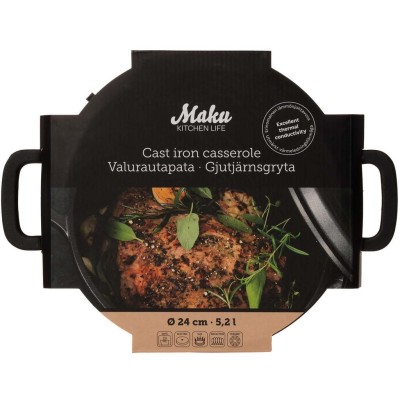Gjutjärnsgryta med lock 5,2 L