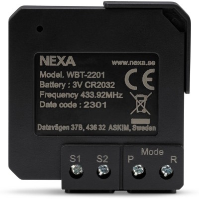 Nexa - WBT-2201 Inbyggnadsändare batteri På/Av/Dimmer 2 kanaler - A11261