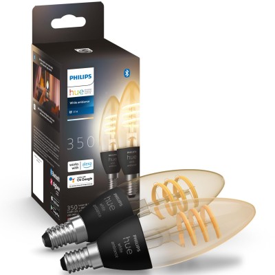 Philips Hue - White Ambiance Filament E14 Kron 350 lm 2-pack - A10980