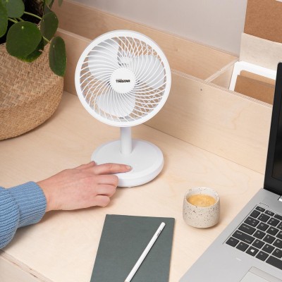 Tristar - Laddbar Bordsfläkt Vit - A13656