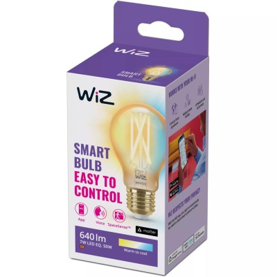 WiZ - WiFi Smart LED E27 50W Filament Bärnstensgul Varm-kallvit 640 lm - A14456